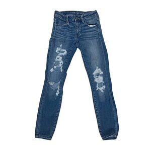 American Eagle Women's Skinny Jeans Women's Size 4 Short Destroyed Distressed